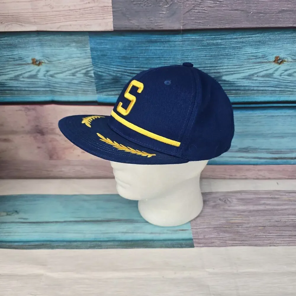 Seattle Mariner Hat Cap Pilots Hat Alaska Airlines Blue SnapBack Retro Blue EUC